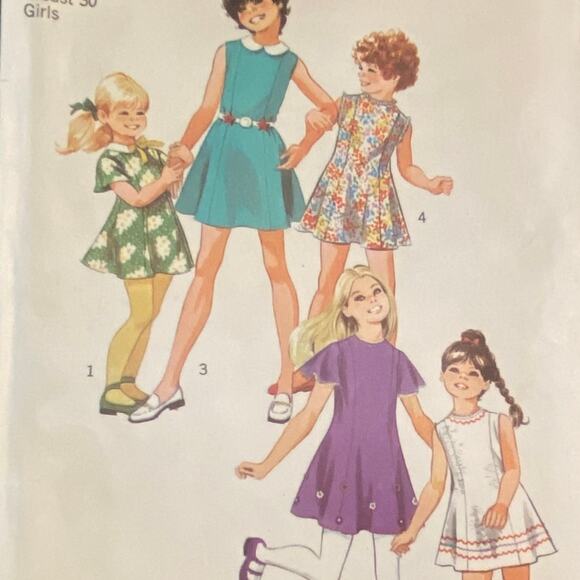Vtg Simplicity 9841 Dress Pattern 12 Girl 1971 Variation Child Princess Seam - Picture 1 of 6